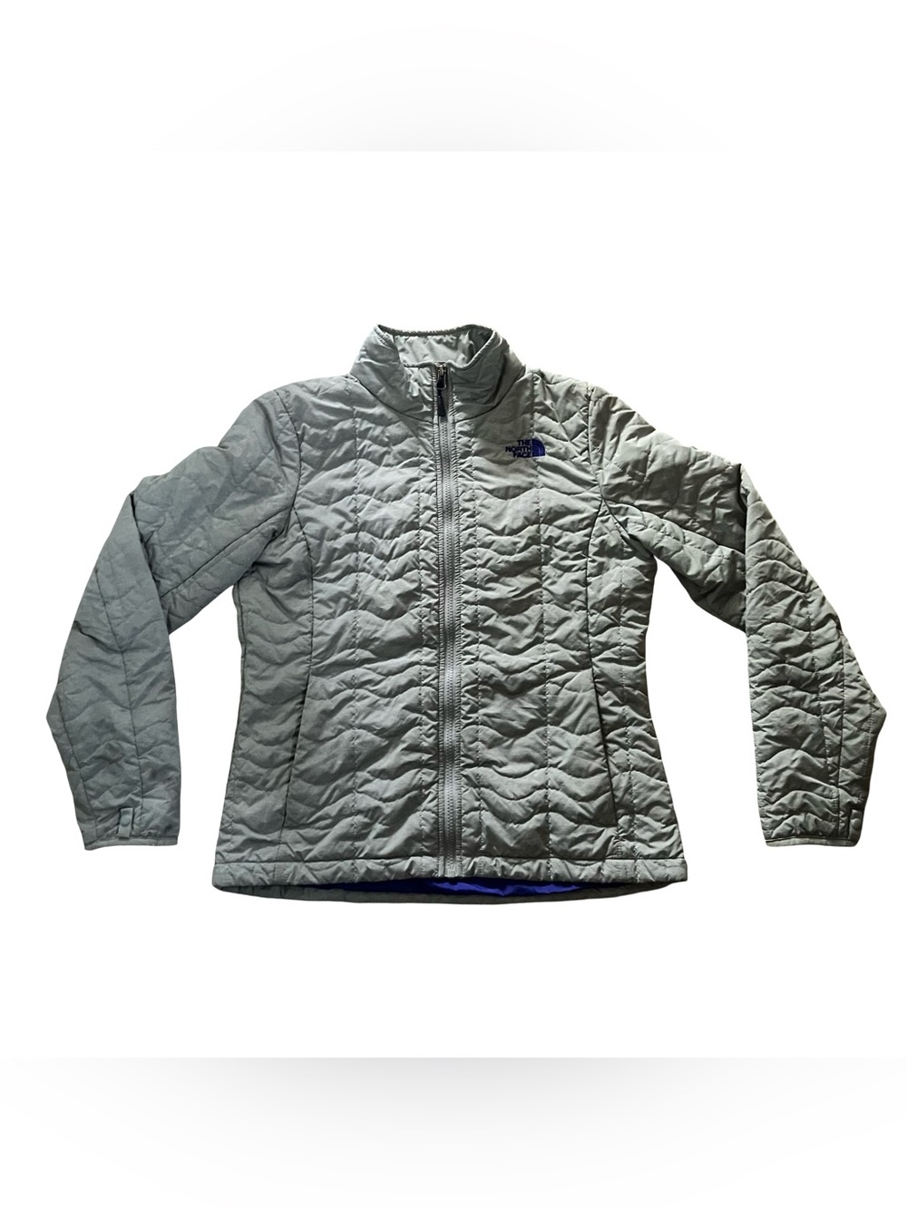 The North Face Puffer Jacket Womens M Gray Quilted Full Zip Pockets Lined Gorp